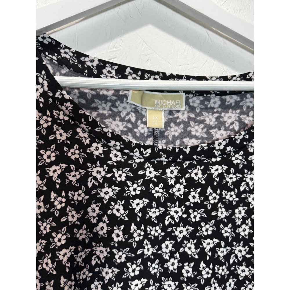 Michael Michael Kors Womens 3X Black White Floral Side Tie Asymmetrical Dress - Picture 2 of 3